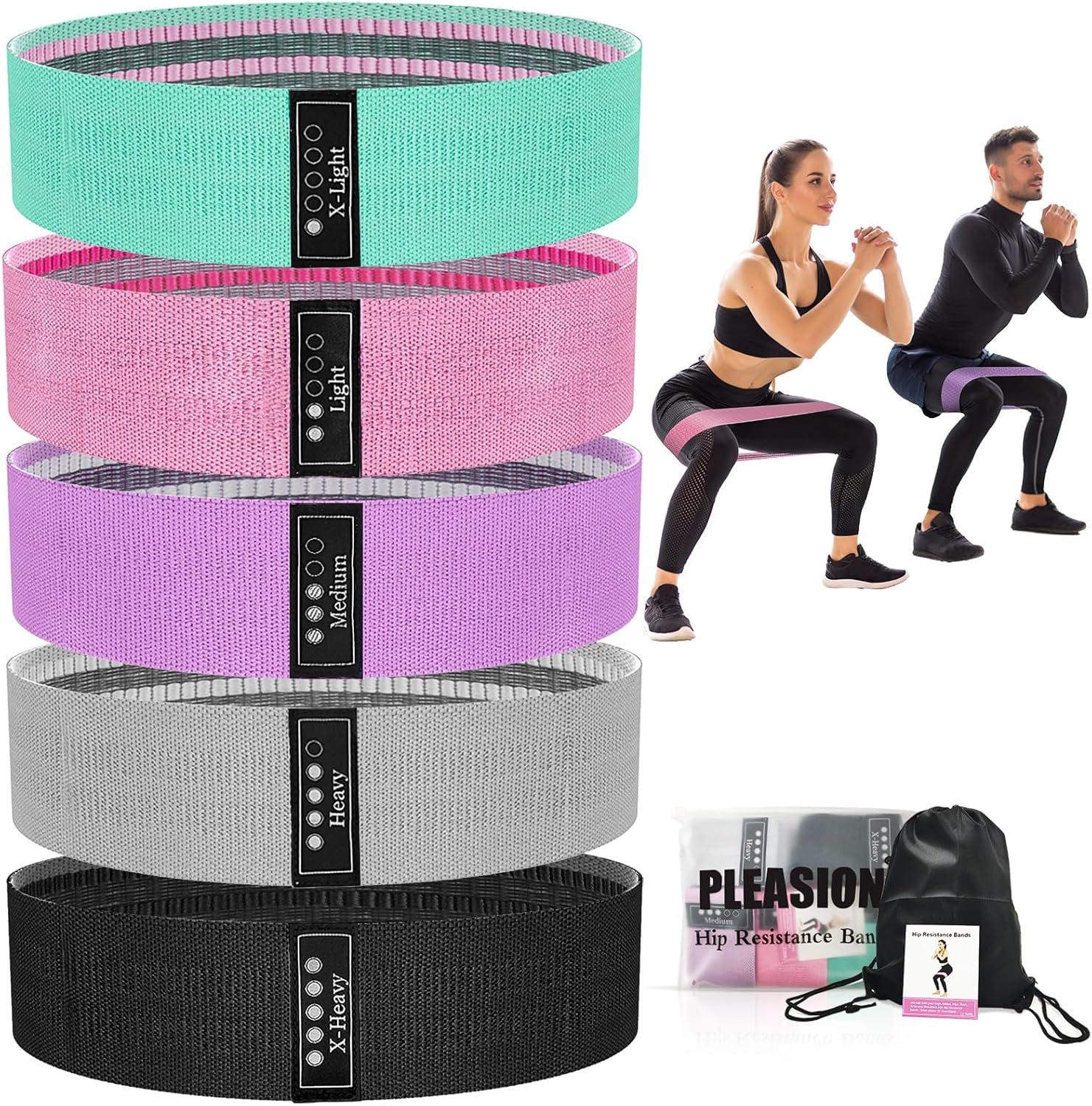 Detalle de PLEASION Resistance Bands 5er Set FitnessbĂ€nder đ§