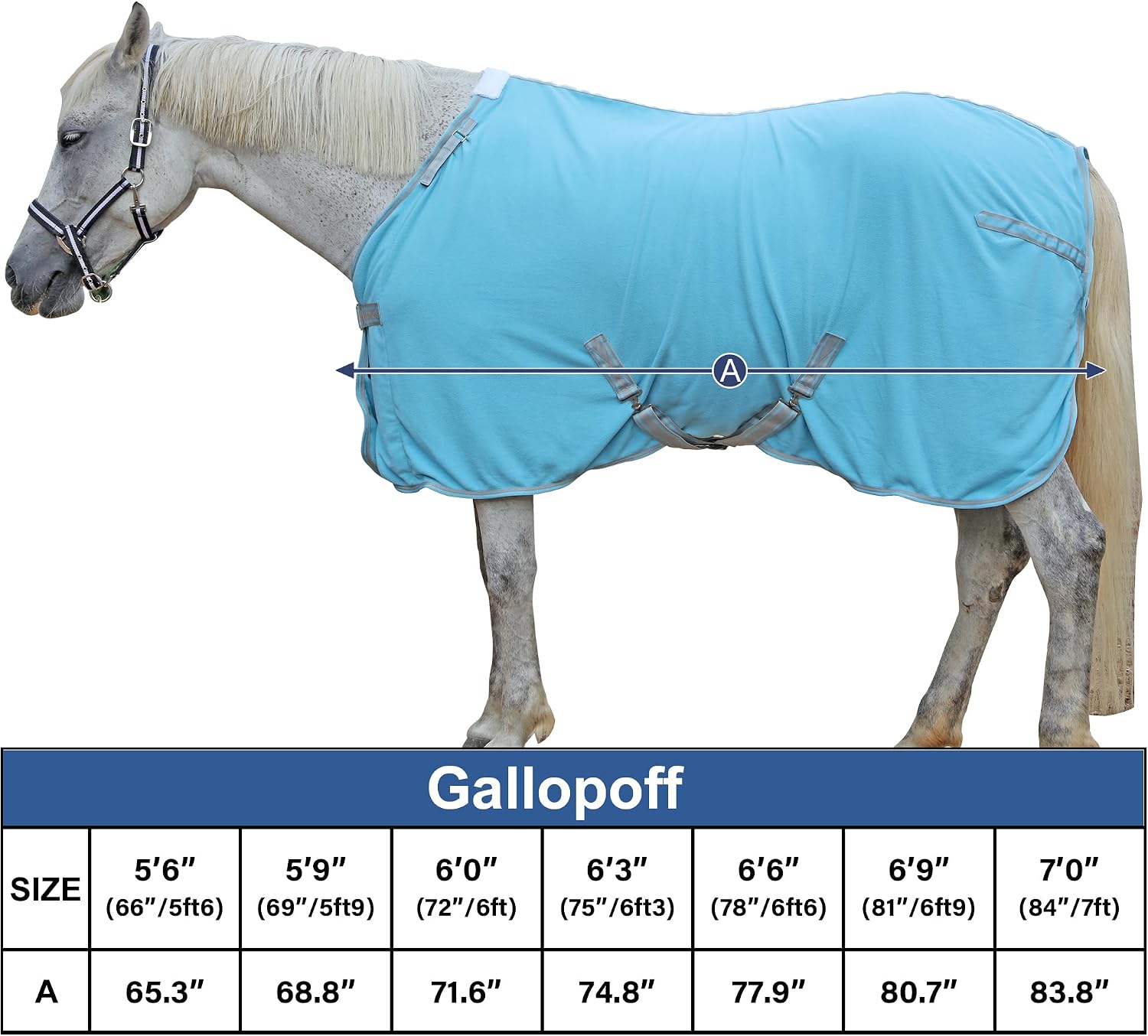Detalle 2 de Fleece Horse Rug – Breathable Moisture-Wicking Cooler Rug with Adjustable Neck (6'3)
