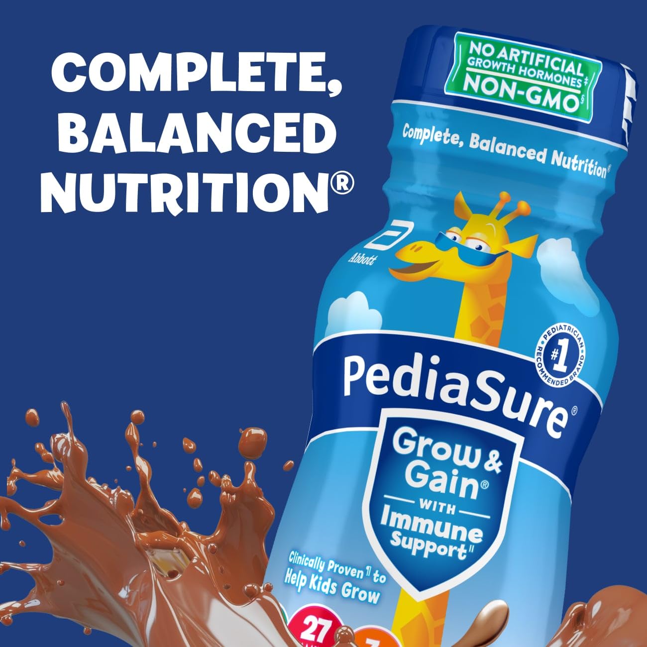 Detalle de PediaSure Grow & Gain Kids Nutrition Shake, Chocolate, 7g Protein — 24 Pack