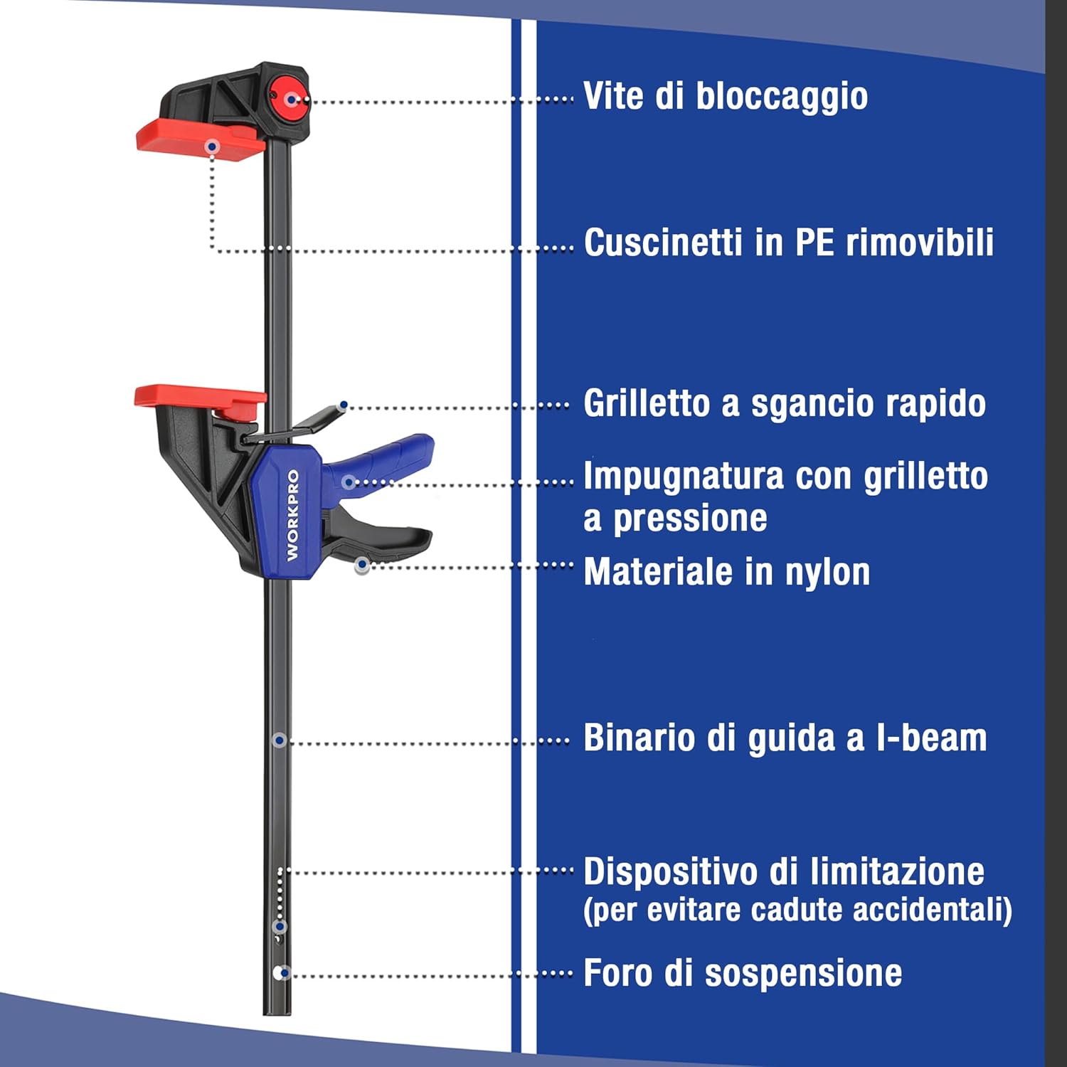 Detalle 2 de WORKPRO Morsetti da Falegname 305 mm 68 kg
