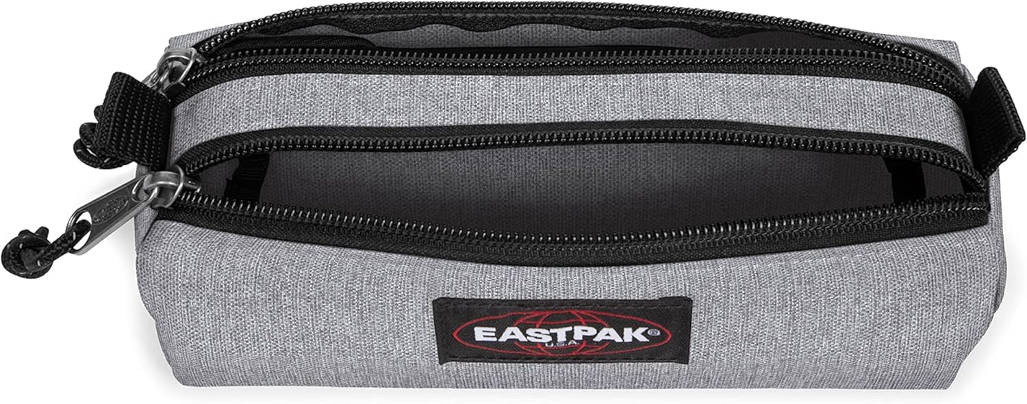Detalle de Eastpak DOUBLE BENCHMARK Trousse Sunday Grey — 2 compartiments zippés, 6 cm x 20,5 cm x 7,5 cm, vegan