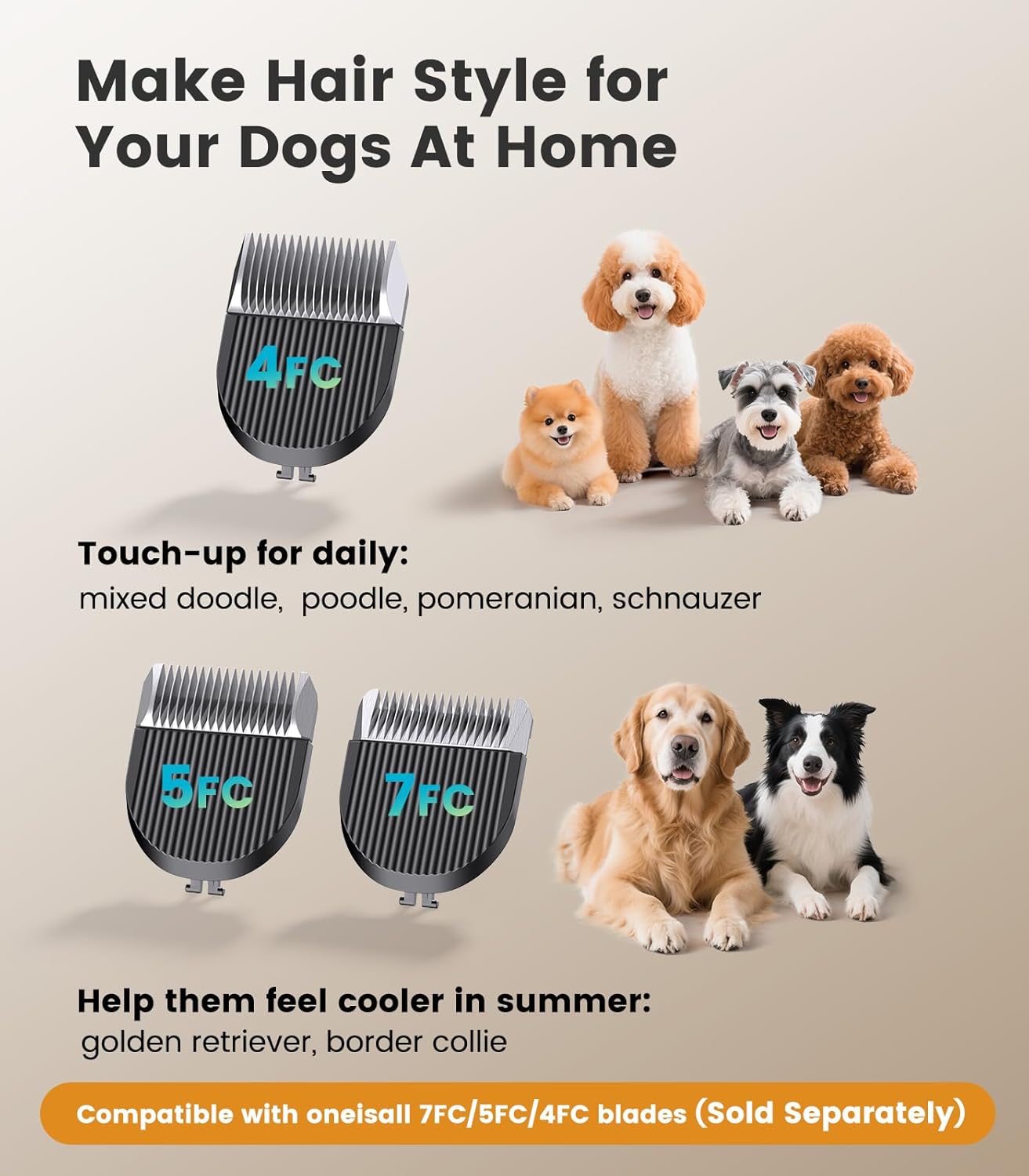 Thumbnail 4 de oneisall Dog Clippers for Grooming Thick Hair: Cordless, Low-Noise 2-Speed Kit