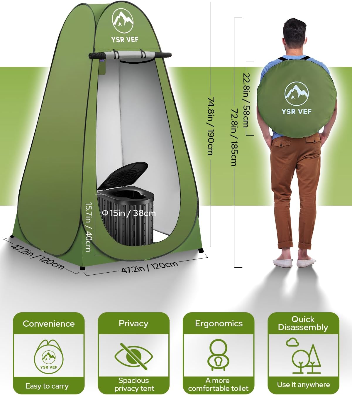 Thumbnail 1 de Portable Camping Toilet Kit with 22-Inch Storage Bag