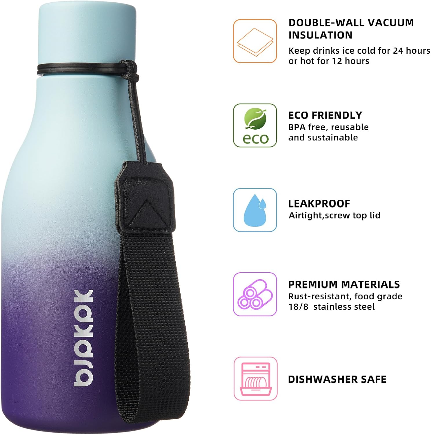 Detalle 2 de BJPKPK Insulated Water Bottle, 12 oz