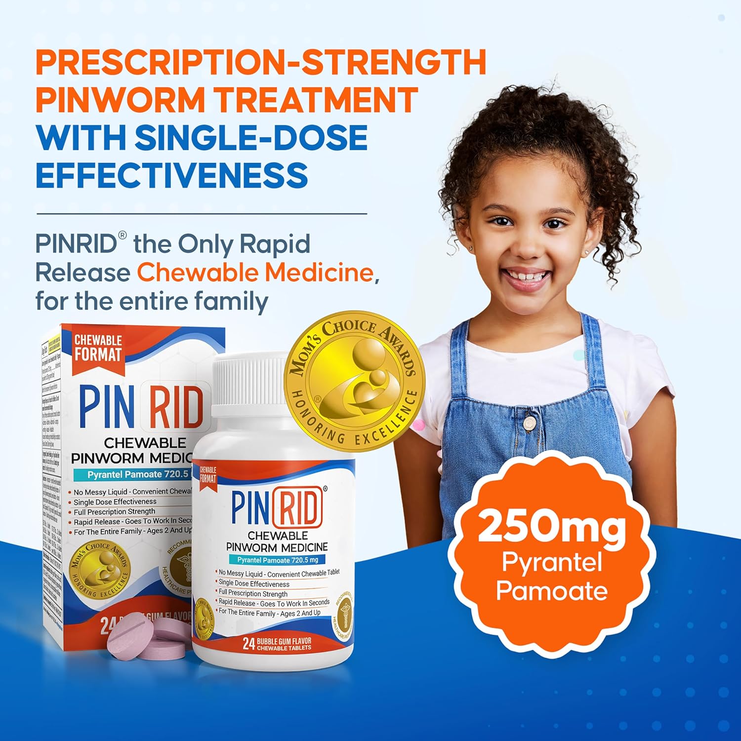 Detalle de PIN RID Pyrantel Pamoate 250 mg Chewable Pinworm Medicine, 24 Count