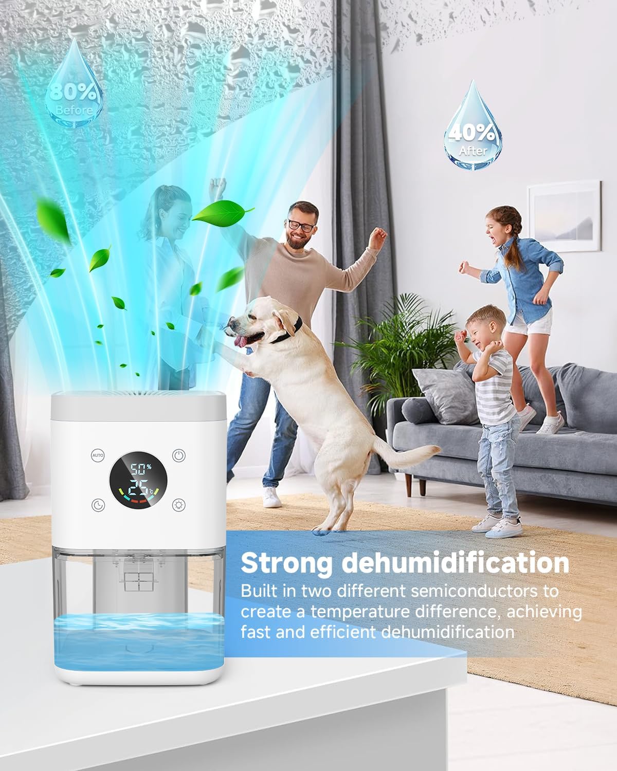 Detalle 2 de Deumidificatore 1800 ml per casa silenzioso e con timer