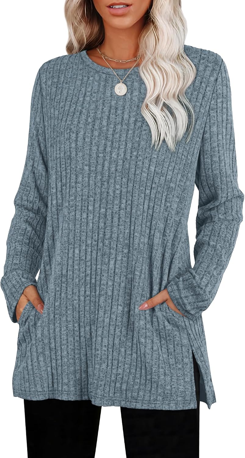 Detalle de Sampeel Women's Tunic Sweater with Side Slit