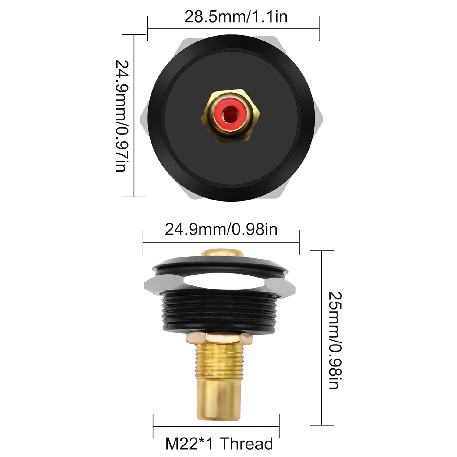 Thumbnail 6 de MEIRIYFA RCA Panel Mount Connectors – 3-Pack RCA Female to Female Round Adapter, Black