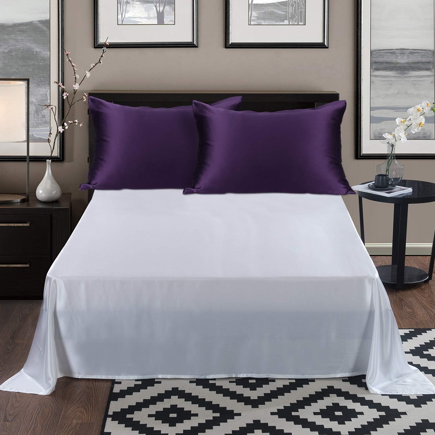 Thumbnail 4 de ALASKA BEAR Natural Silk Pillowcase: Hypoallergenic Mulberry Silk, 19 Momme, Dark Purple (50x75 cm) with Hidden Zipper