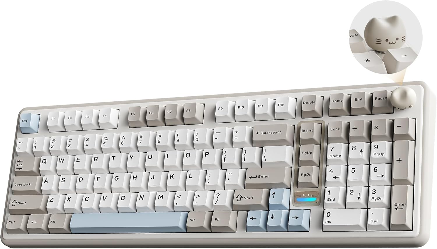 Detalle de YUNZII B98 PRO QMK/VIA Gaming-Tastatur – 96% kabelgebundene/ wireless Tastatur mit Katzenknopf, Trip-Mode, Hot-Swap