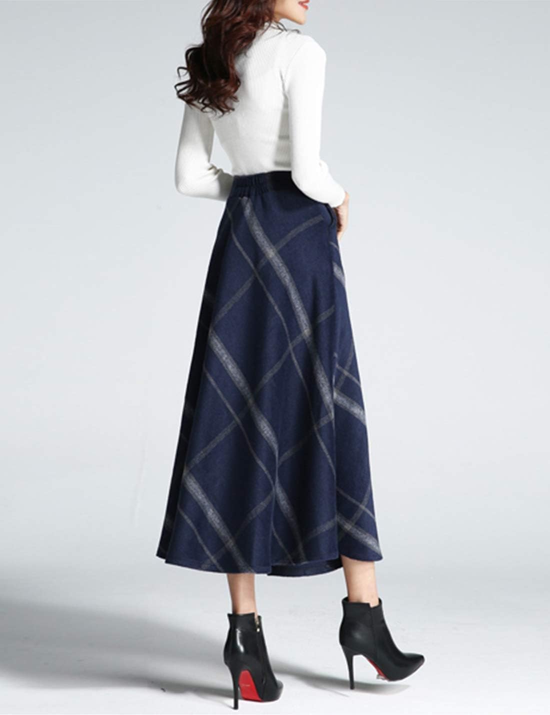 Detalle de Tanming Wool Plaid A-Line Skirt
