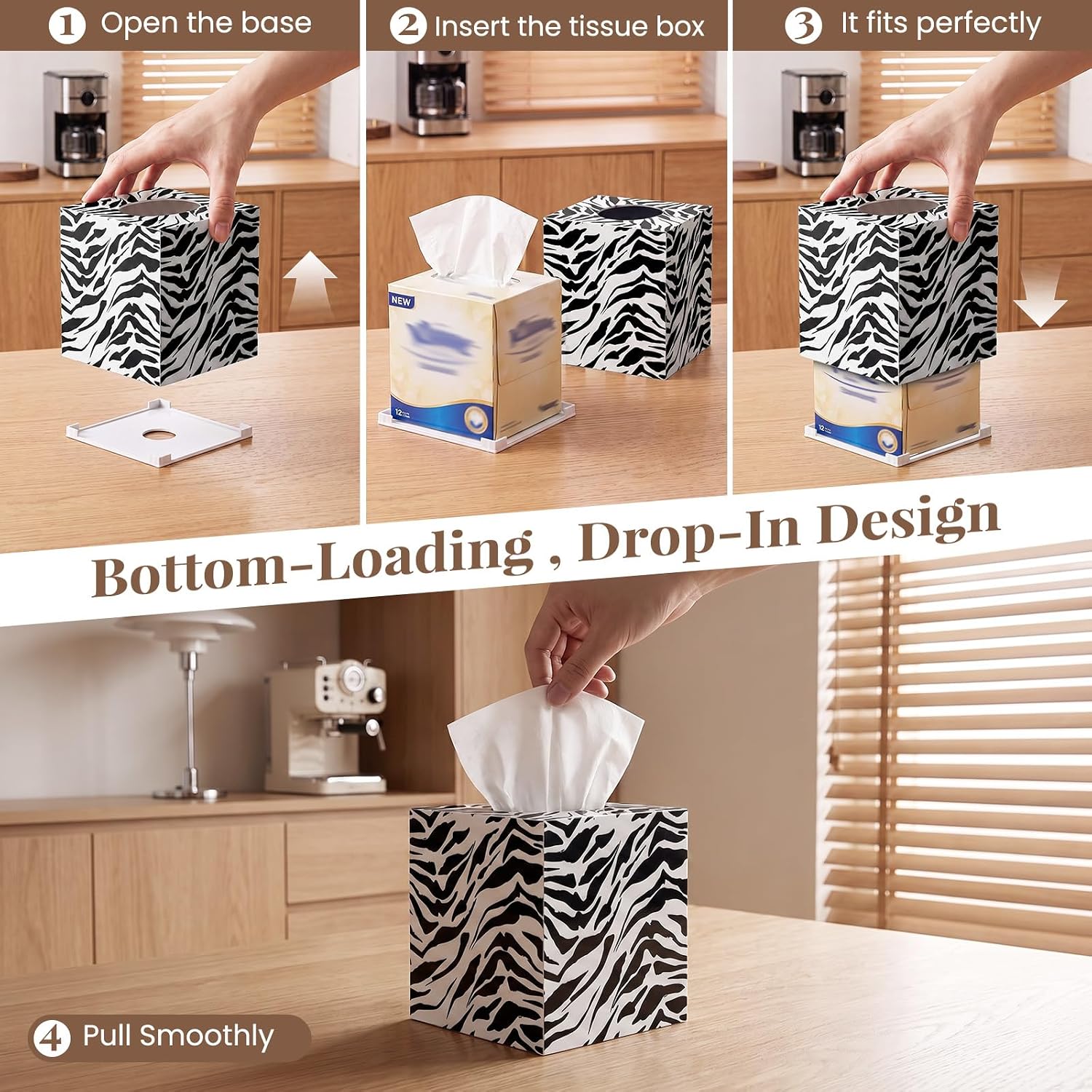 Thumbnail 4 de Square Tissue Box Cover, Zebra Print