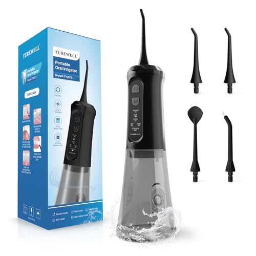 Detalle de TUREWELL Idropulsore dentale portatile 310 ml con 5 modalità e 4 ugelli 🪥