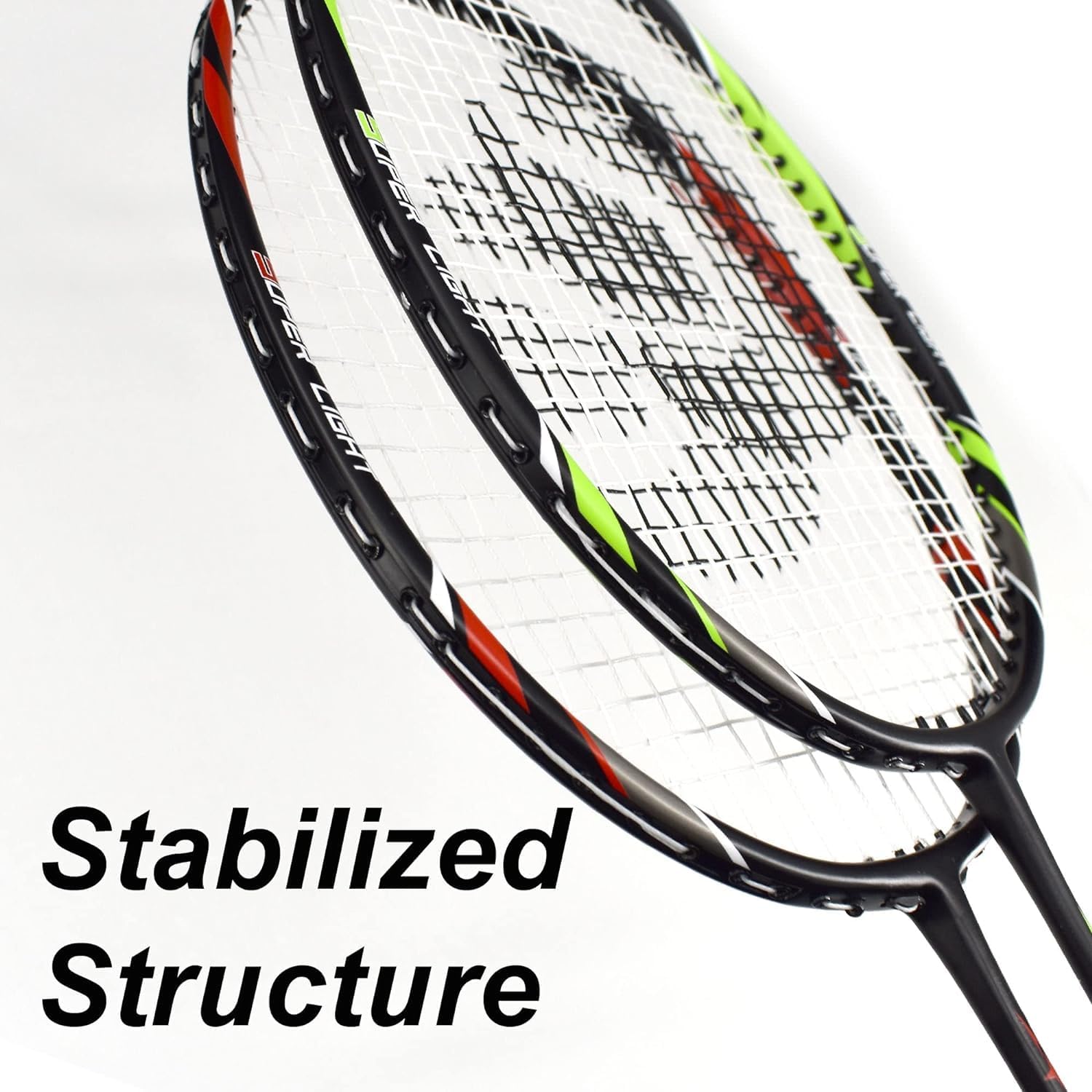 Detalle de Senston Graphit Badminton-Set Leichtgewicht – 2 Schläger, T-Joint, Isometrischer Kopf