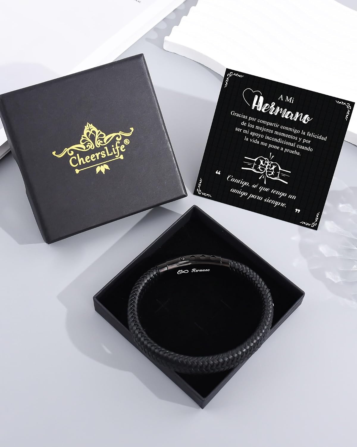 Thumbnail 4 de CheersLife Pulsera cuero negro 20-21,5 cm