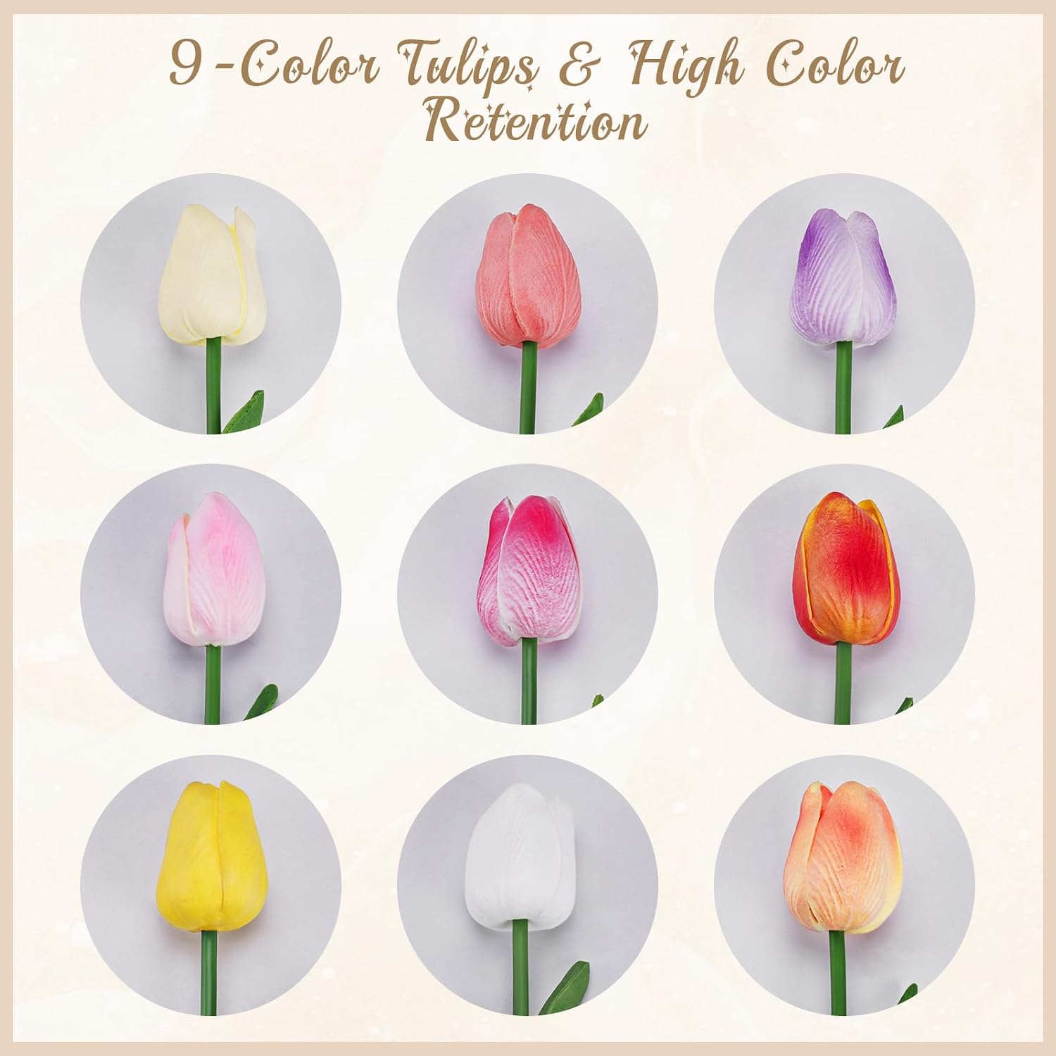 Thumbnail 2 de DBBCMEW Artificial Tulips (18pcs) – Multicolour faux tulip stems for wedding, DIY and home décor (NO vase)