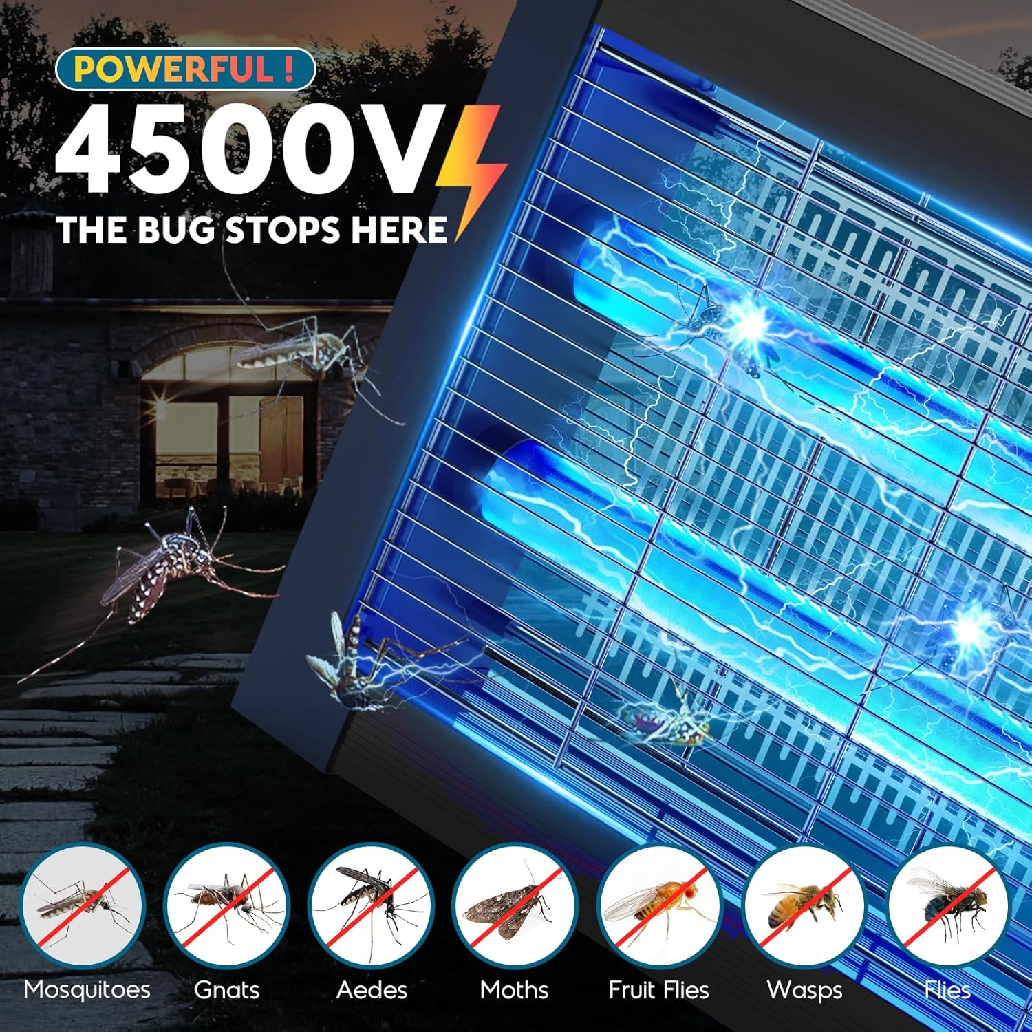 Thumbnail 2 de Solar Bug Zapper Outdoor: 4500V Mosquito Trap with Smart Light Sensor