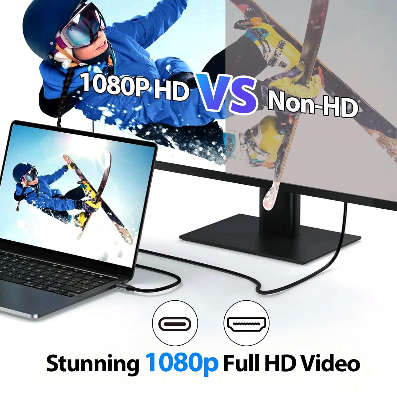 Thumbnail 1 de APKLVSR Câble HDMI Lightning vers TV – 2 m, 1080p, Plug & Play pour iPhone et iPad
