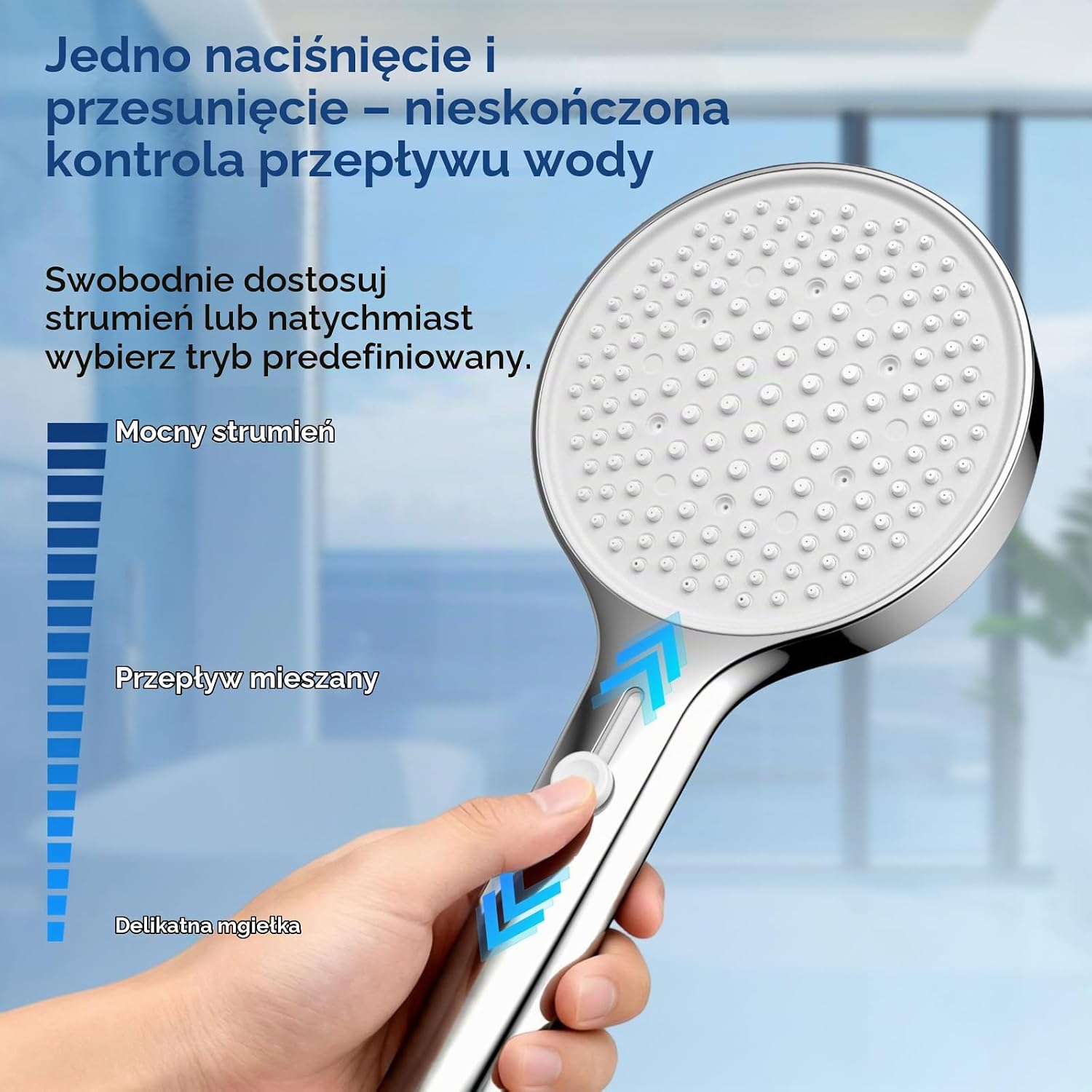 Detalle 2 de Luxear BA0012 – szeroka słuchawka prysznicowa 13 cm z regulacją strumienia
