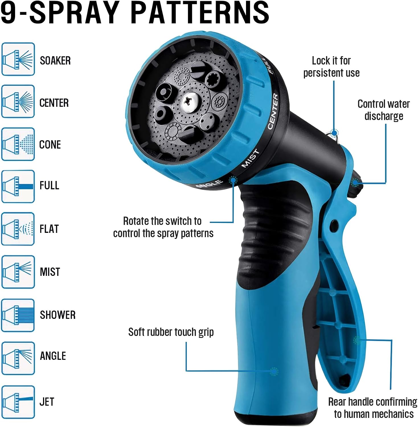 Detalle 2 de Vorey 100FT Expandable Garden Hose with 9-Pattern Nozzle