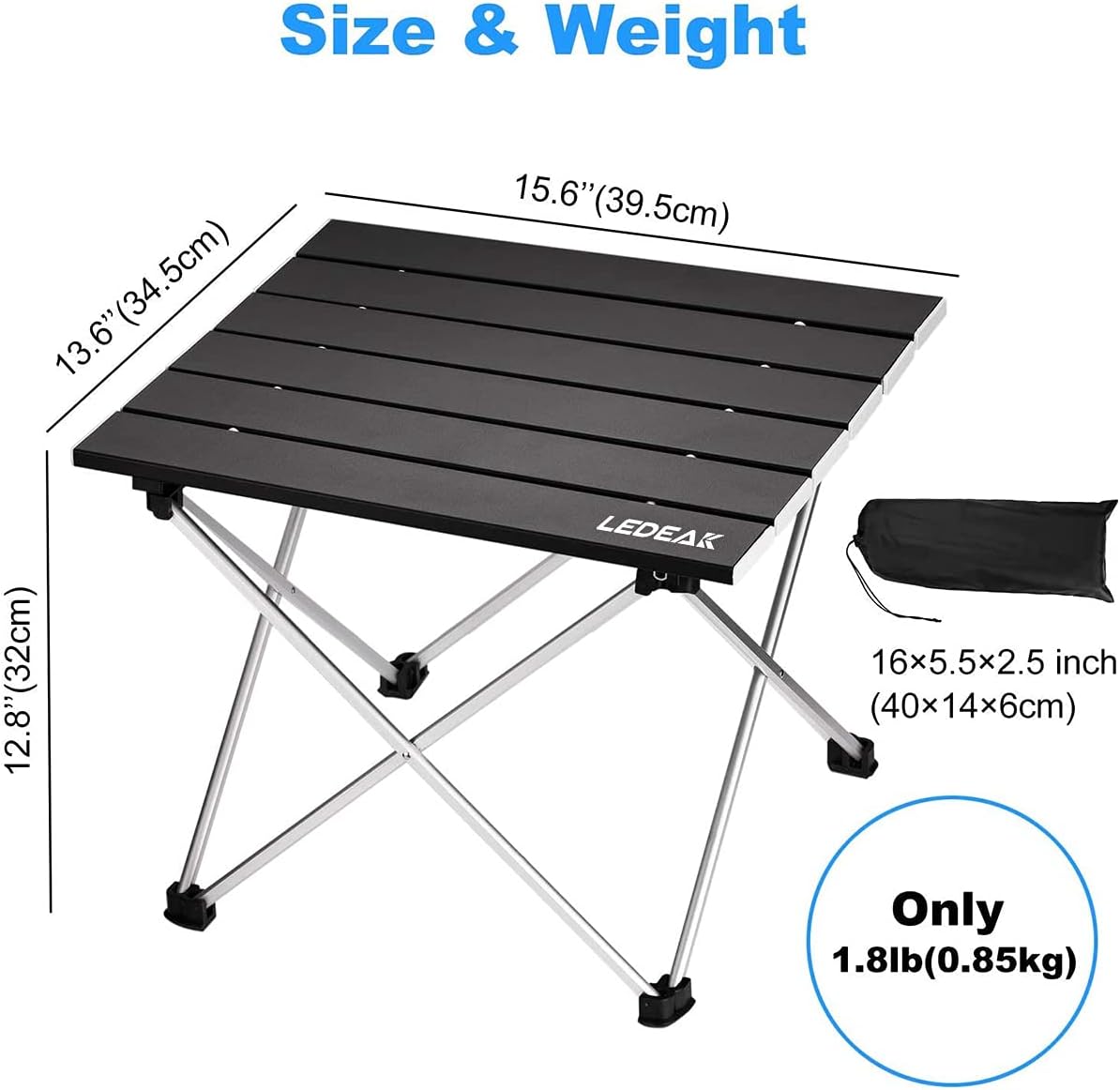 Thumbnail 2 de Ledeak Portable Camping Table Small Black