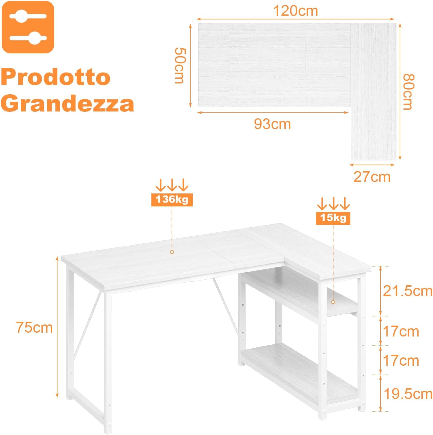 Thumbnail 1 de TRIUMPHKEY Scrivania a L 120x80 cm 🪑