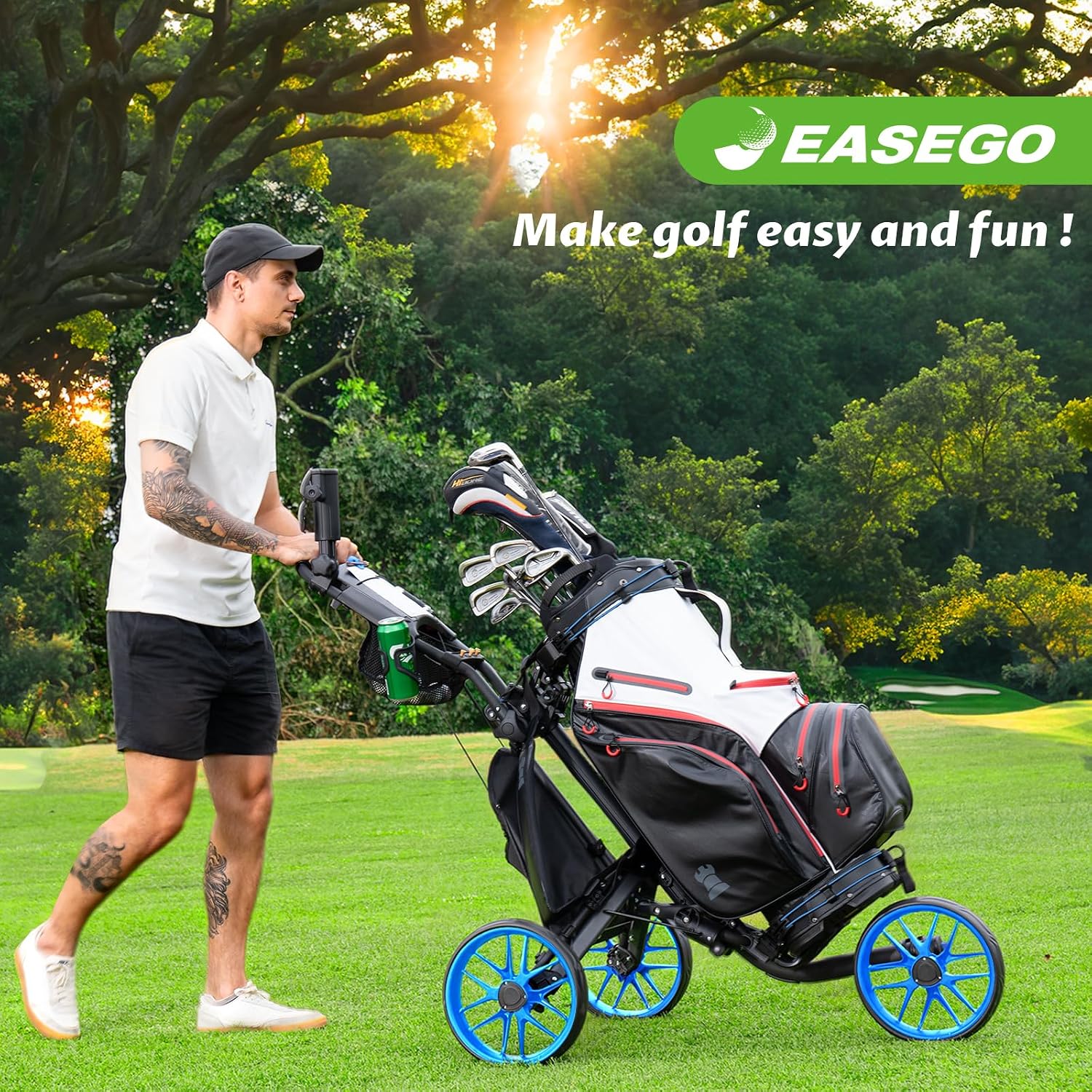 Detalle de EASEGO Golf Push Cart 3 Wheel ⚙