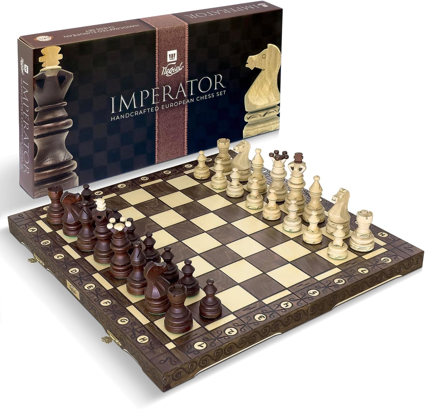 Detalle de Wegiel Imperator 21-Inch Luxury Wooden Chess Set