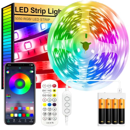 Detalle de FUPT Tira LED TV 3m RGB con pilas y control remoto | luz ambiental para cine en casa, cocina y dormitorio