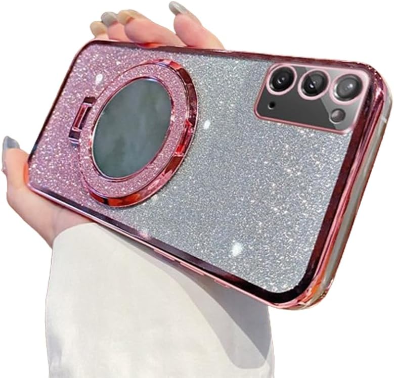Detalle de IMEIKONST Case for Samsung Galaxy Note 20 (Rose Gold DSJ) – Glitter Gradient Mirror Ring Case