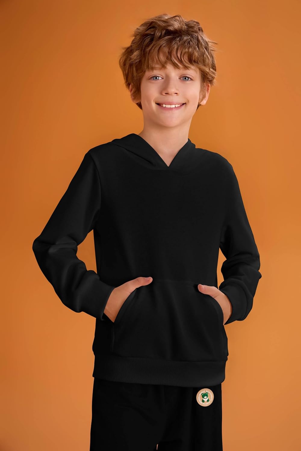 Detalle de Haloumoning hoodie voor jongens met kangoeroezak en geribbelde manchetten