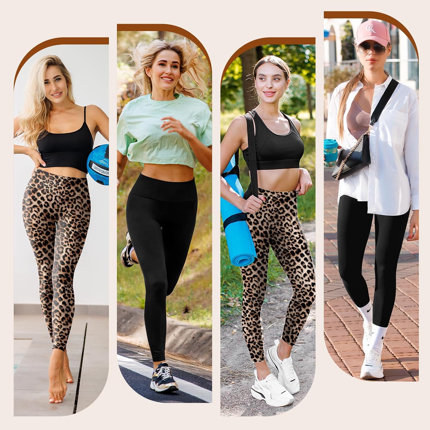 Detalle de Sanpetix Hochtaillierte Soft-Leggings Damen – Blickdichte, dehnbare Hose für Fitness und Alltag