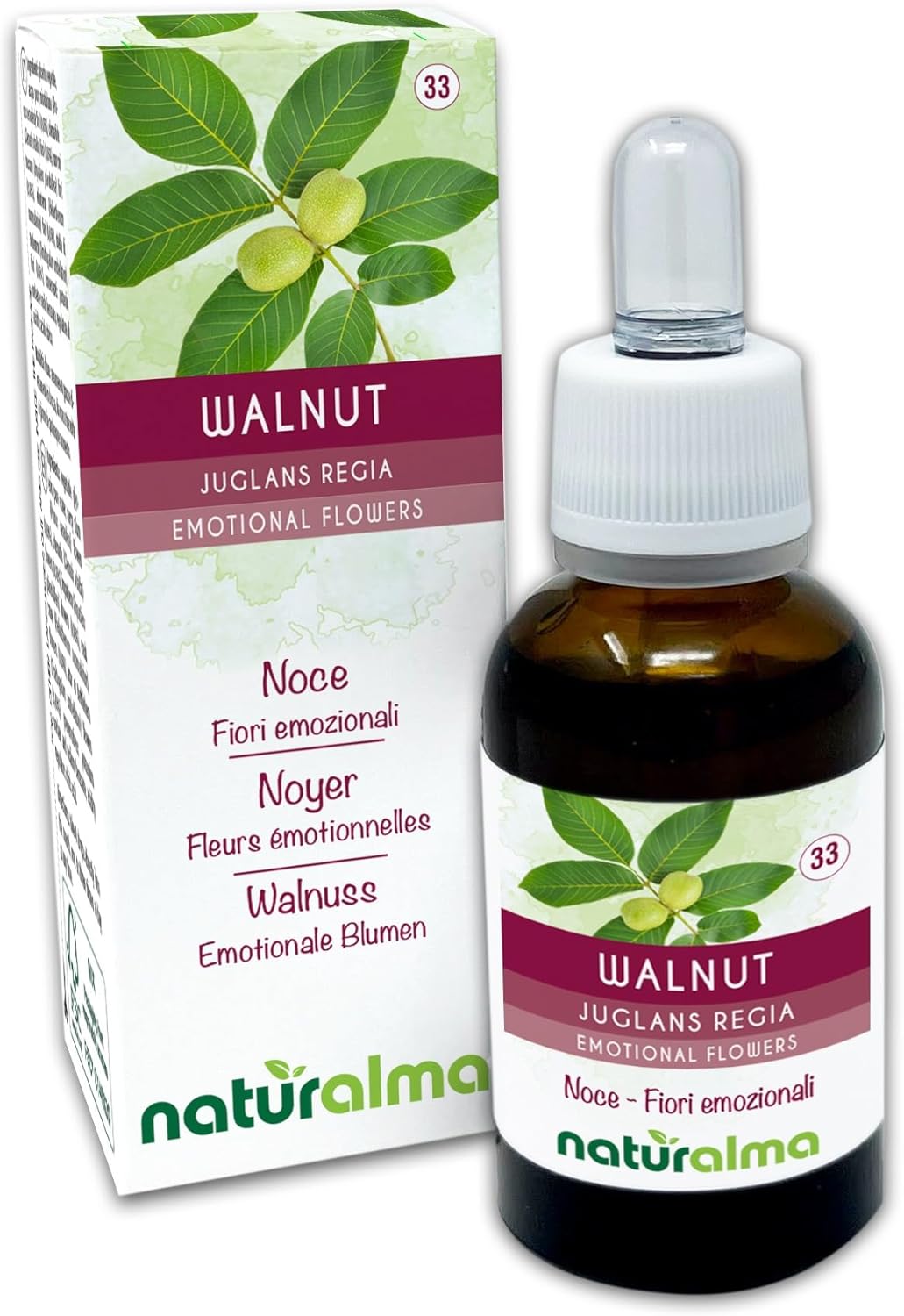 Detalle de Walnut o Noce (Juglans regia) Fiori emozionali Naturalma – Gocce 30 ml, estratto liquido alcol-free
