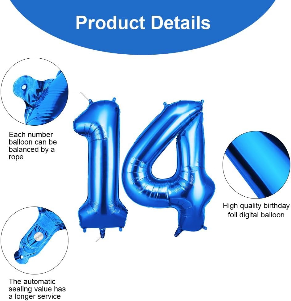 Thumbnail 2 de OFFCUP 40 Inch Number 14 Balloon helium foil 🎈
