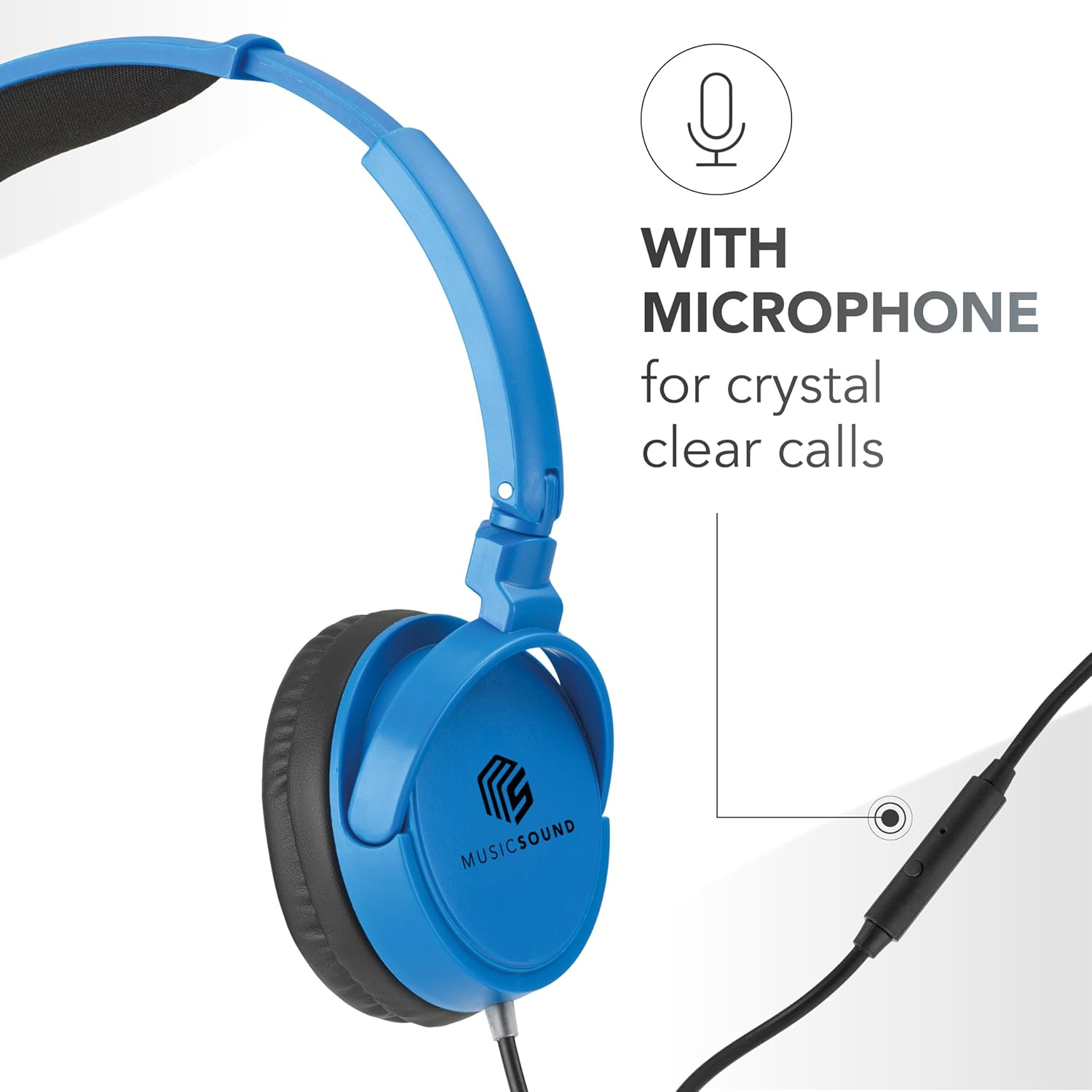 Thumbnail 3 de Music Sound Bügelkopfhörer mit Kabel (Over Ear) – faltbar, 1,2 m Anti-Tangle & Mikrofon, 3,5-mm Klinke in Blau