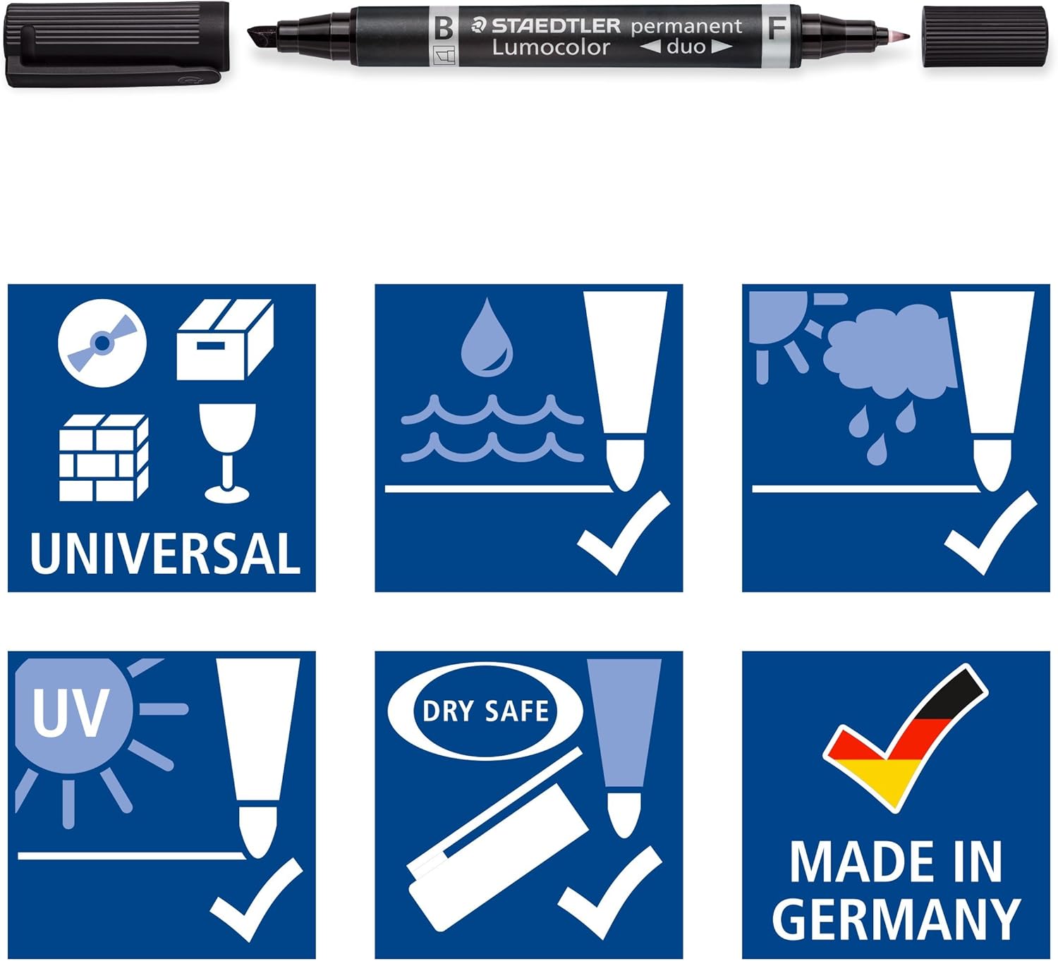 Detalle 2 de Staedtler Lumocolor Permanentmarker Duo Schwarz – 10 Stück