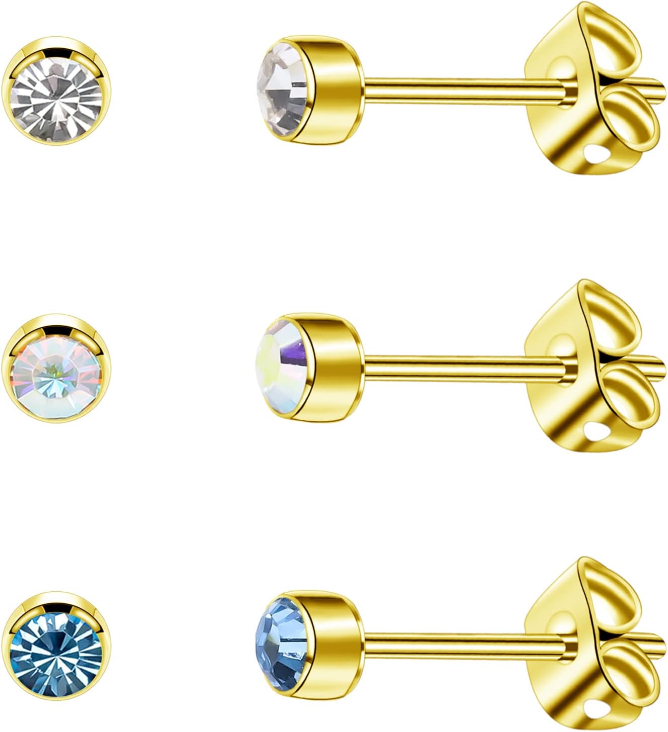 Thumbnail 5 de 3er-Set Titan-Ohrstecker 4–5 mm, hypoallergen