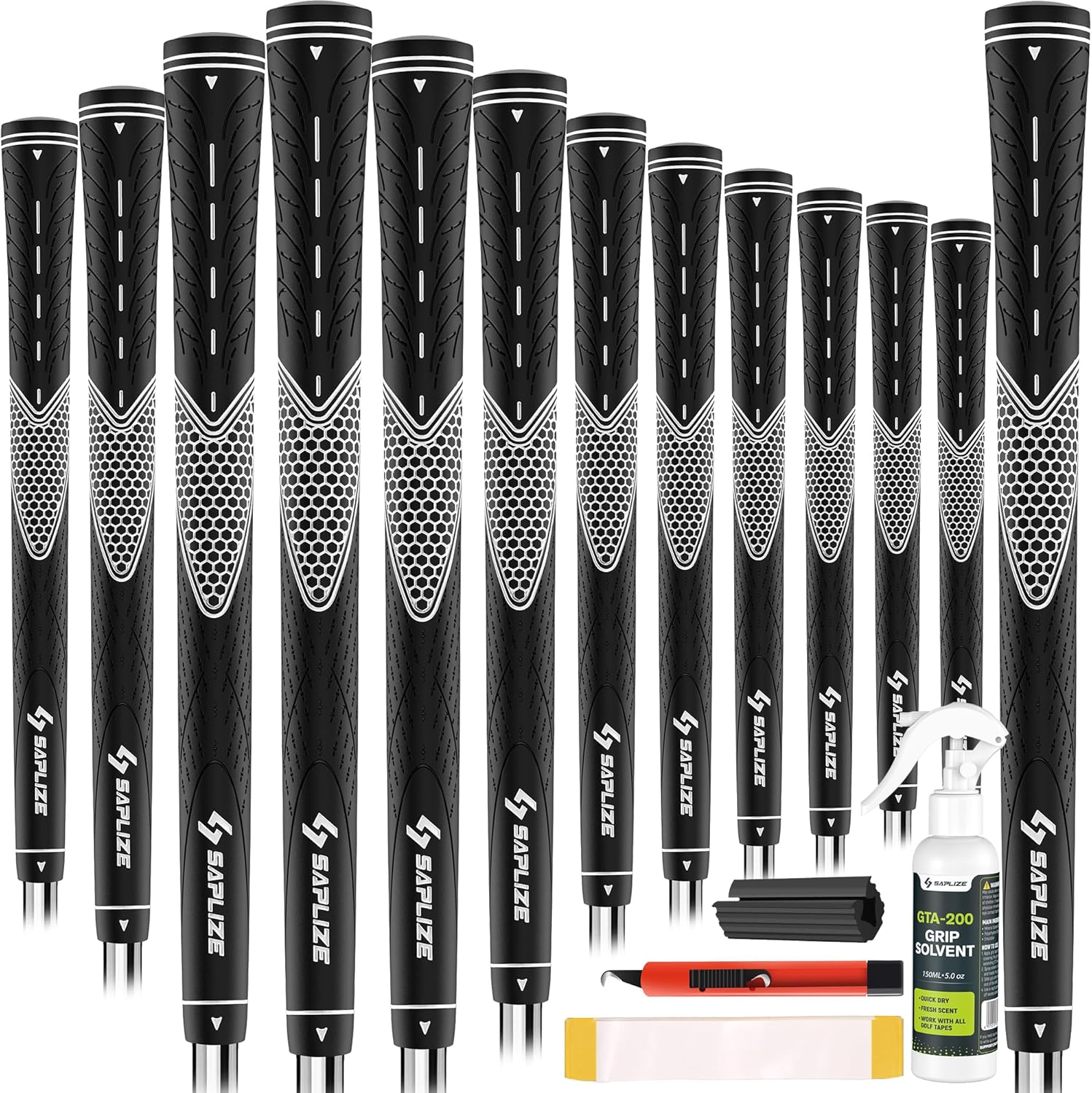 SAPLIZE CC01 rubber golf grips (13 grips) – Standard/Midsize/Oversize, anti-slip grip