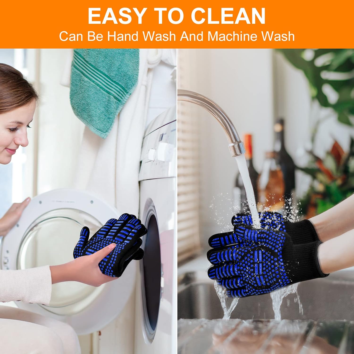 Thumbnail 6 de flintronic Heat Resistant Grill Gloves (Blue) – oven, BBQ and soldering hand protection up to 800°C