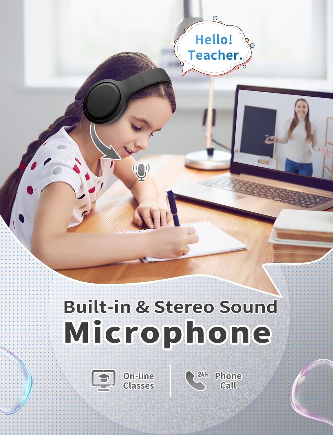 Thumbnail 3 de Xunpuls Kinder-Bluetooth-Kopfhörer (faltbar) mit Stereo-Sound & Mikrofon, bis zu 10 Std. Spielzeit, Bluetooth 5.3