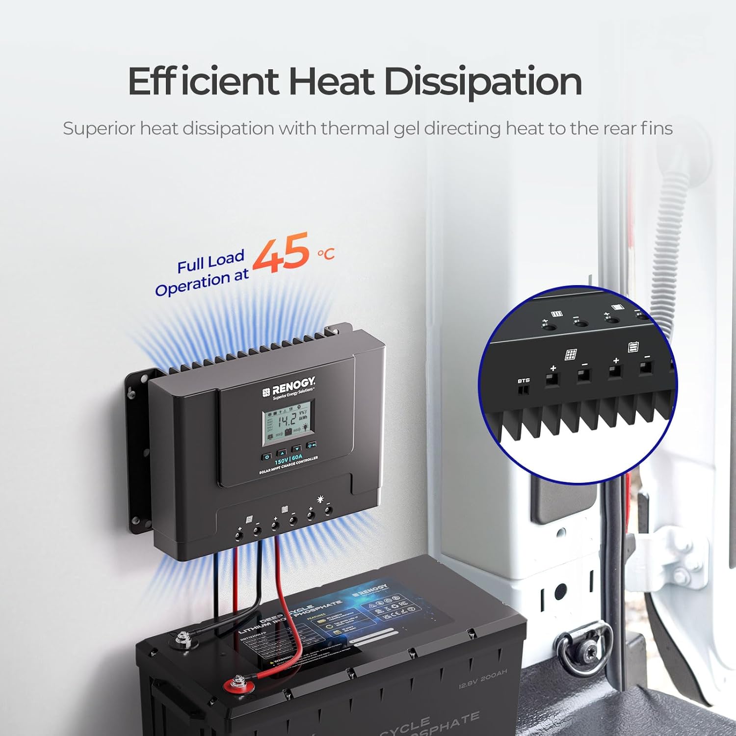 Thumbnail 5 de Renogy Rover Lite 60A MPPT Solar Charge Controller (12V/24V/36V/48V) with 150V Max Solar Input