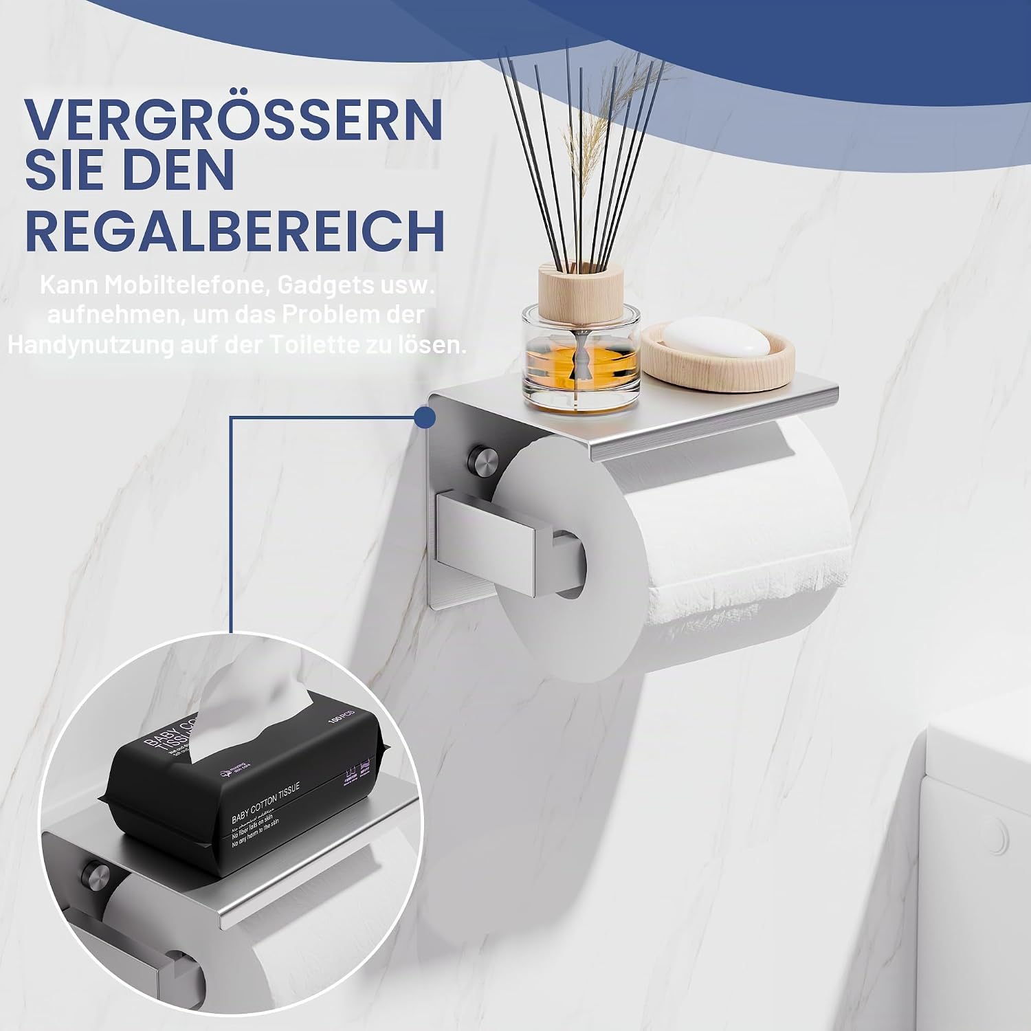 Detalle 1 de Aikzik Toilettenpapierhalter 304 Edelstahl