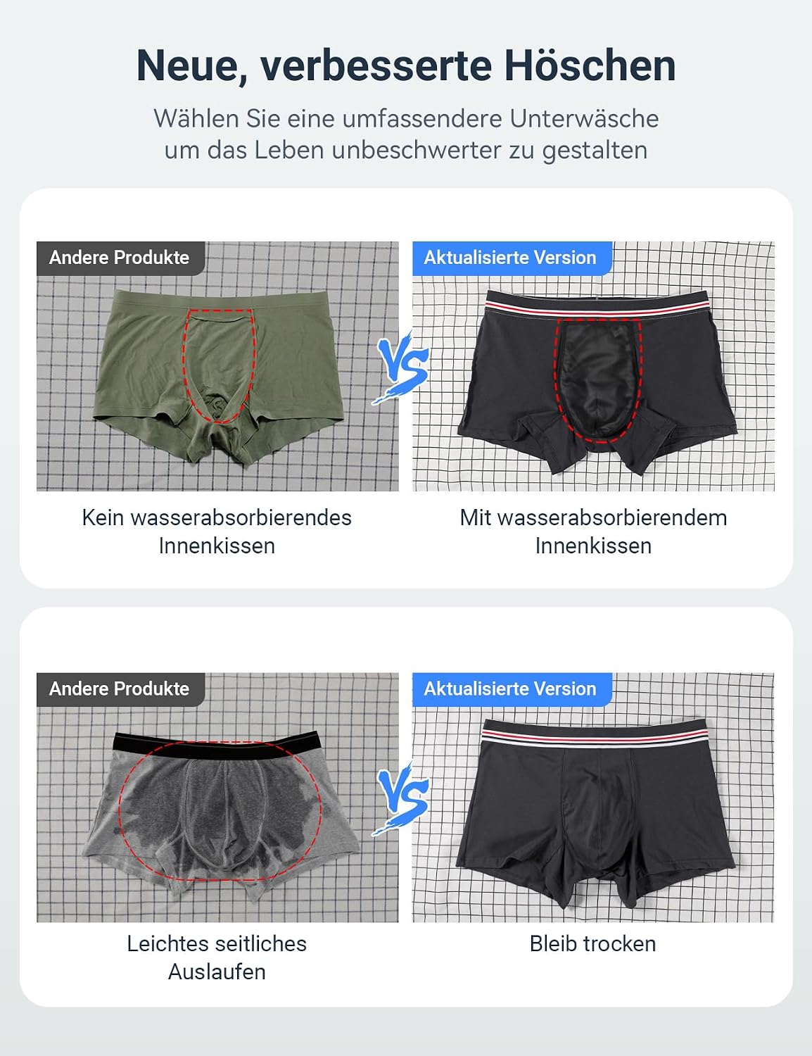 Thumbnail 6 de Carer 3 Stück Herren-Boxershorts für Inkontinenz – waschbar, 80 ml Saugkapazität, Baumwolle