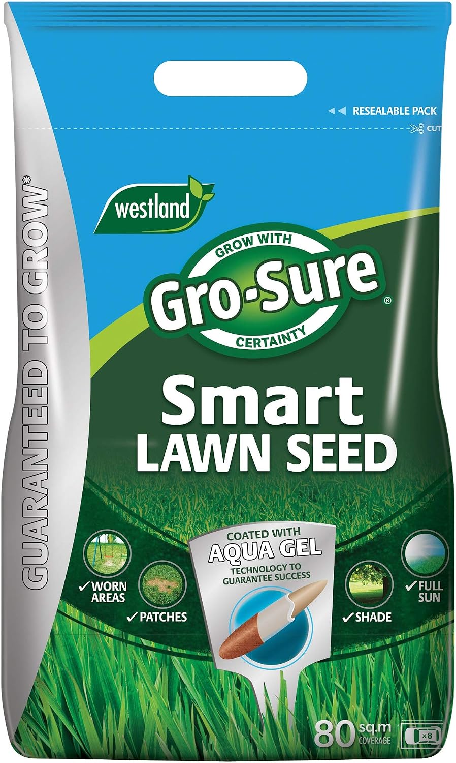 Gro-Sure Aqua Gel Coated Smart Grass Lawn Seed, 25 m2, 1 kg