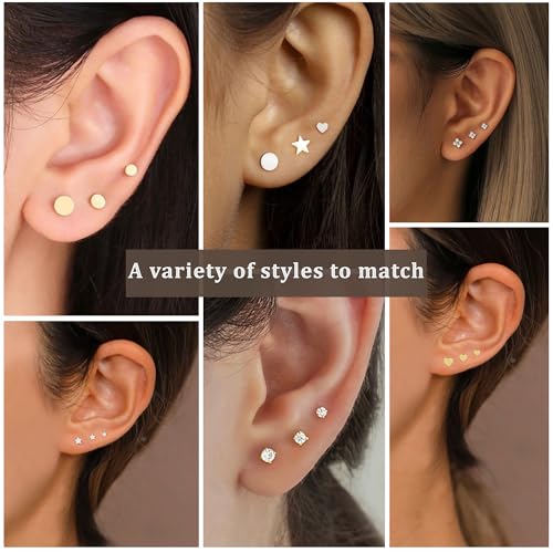 Detalle de DORANA 3 Pairs 925 Sterling Silver Stud Earrings for Women
