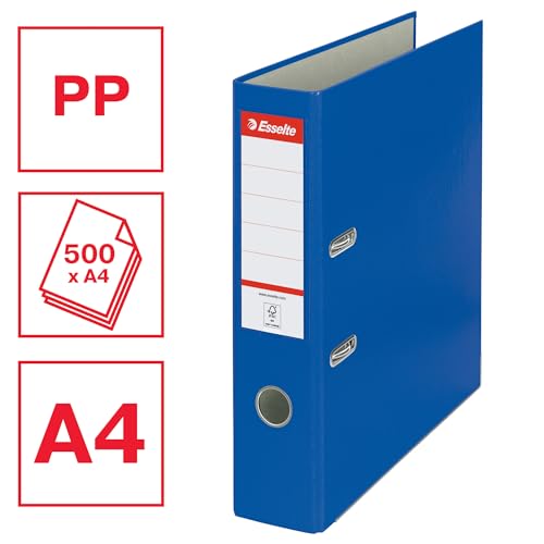 Detalle de Archivador de Palanca con Anillas Essentials (Esselte 624291) – 3 Unidades, Azul, 75 mm