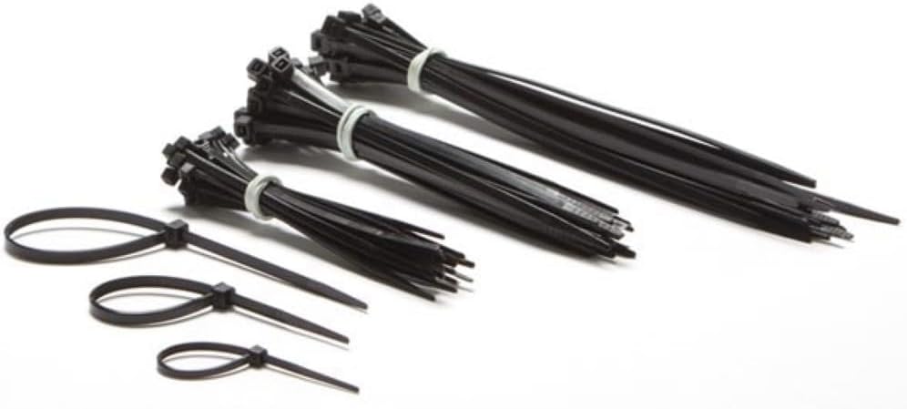 Ensemble de serre-câbles en nylon noir Perel (75 pièces) – résistants aux UV, plusieurs tailles