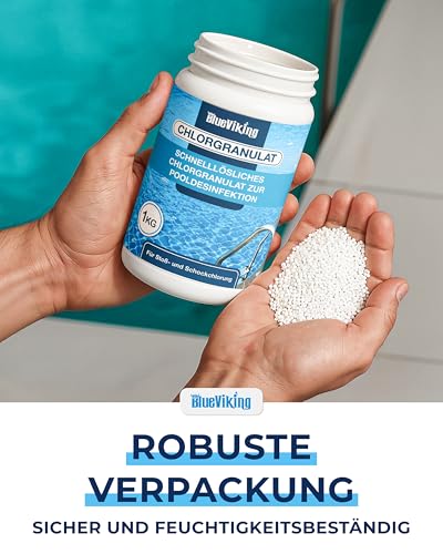 Thumbnail 5 de BlueViking Chlorgranulat für Pool 1 kg – Schnelle Schockchlorung, 55% Aktivchlor, pH-neutral, kalkfrei