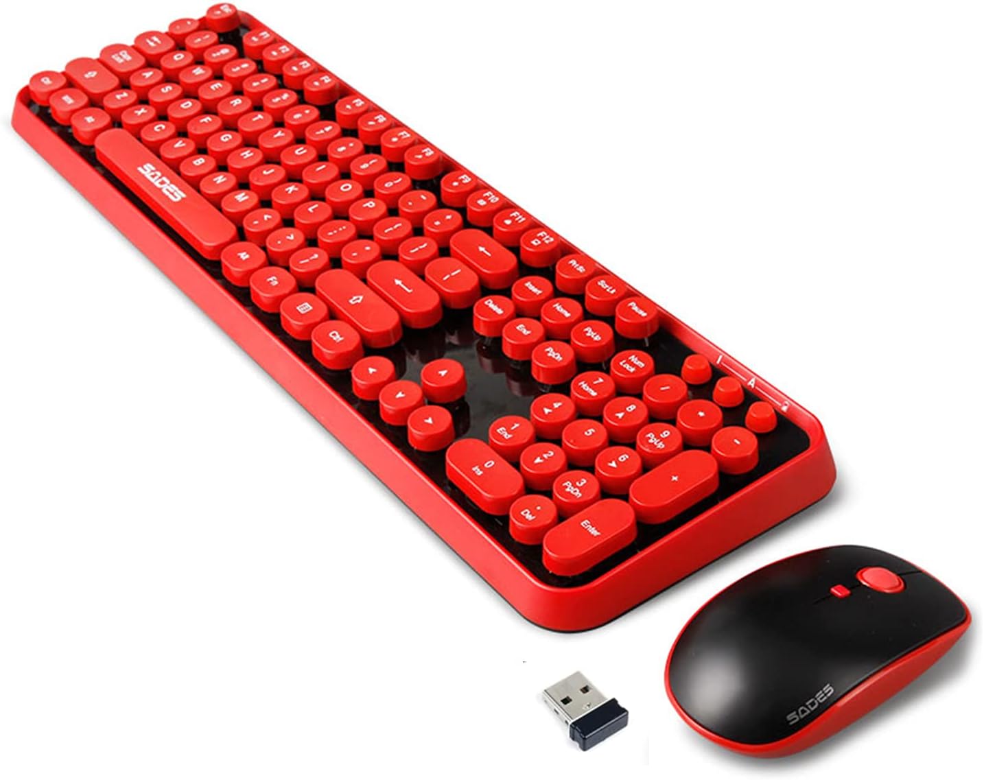 Thumbnail 5 de Red Wireless Keyboard and Mouse Combo: Retro Typewriter Style with Bubble Keycaps