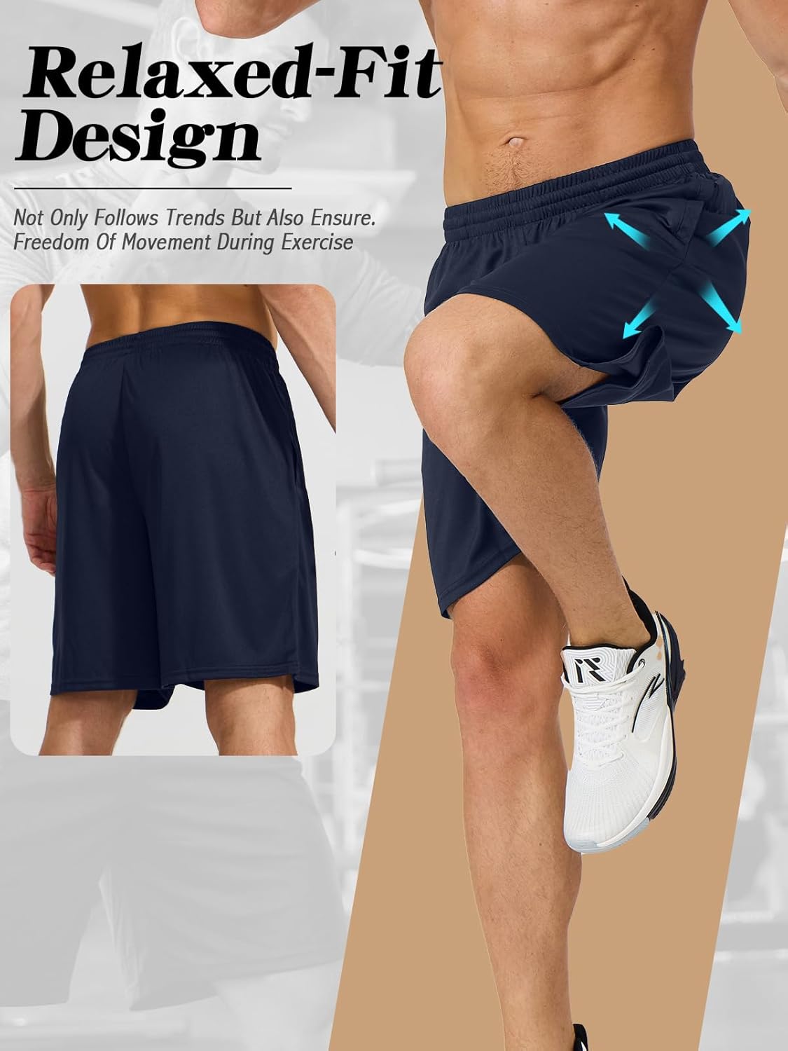 Thumbnail 3 de ZENGVEE 1/3 Pack Men’s Sport Shorts – Quick-Dry Gym & Training Shorts with Two Pockets